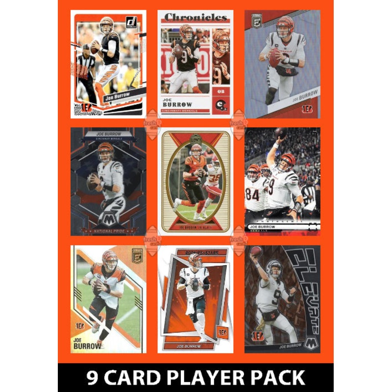 Joe Burrow 9 Card Player Pack 2023 2024 2025  Donruss Panini Score Cincinnati Bengals