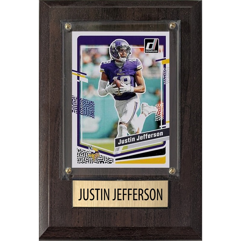 Justin Jefferson Minnesota Vikings 2025 2024 Donruss Score Prizm Topps 4×6 Gift Plaque