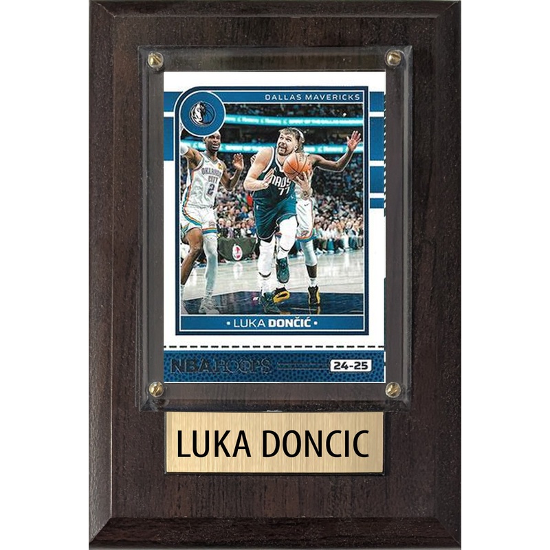 Luka Doncic Dallas Mavericks 2025 2024 Donruss Score Prizm Topps 4×6 Gift Plaque