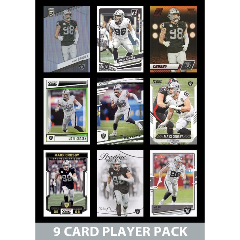 Maxx Crosby 9 Card Player Pack 2023 2024 2025 Donruss Panini Score Las Vegas Raiders