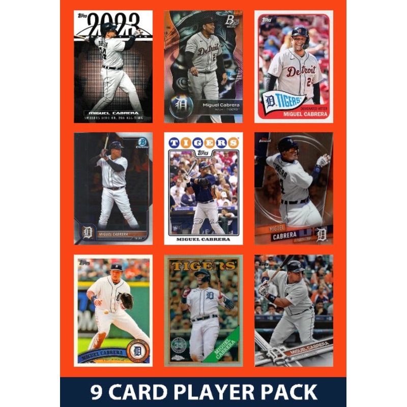 Miguel Cabrera Detroit Tigers 9 Card Legend Pack 2025 2024 2023 Topps Bowman