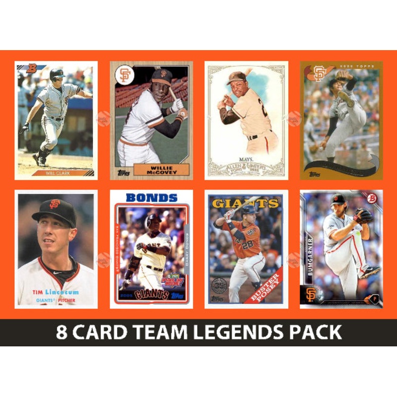 San Francisco Giants 8 Card Legends Pack Topps Bowman Barry Bonds Mays McCovey