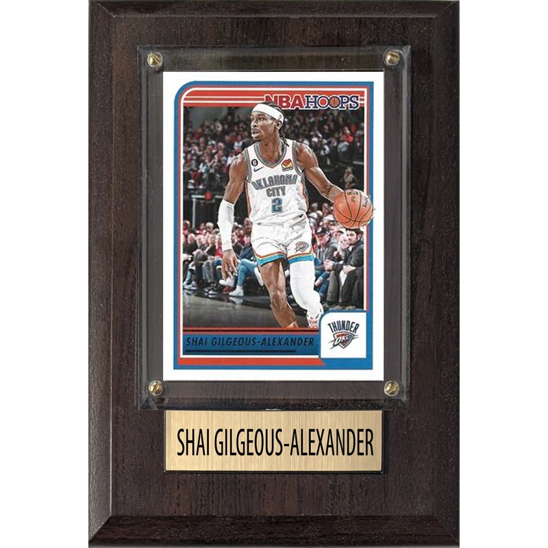Shai Gilgeous-Alexander SGA OKC Thunder 2025 2024 Donruss Score Prizm Topps 4×6 Gift Plaque