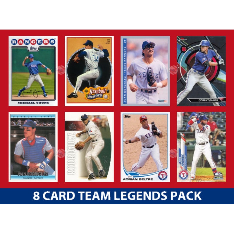 Texas Rangers 8 Card Legends Pack Topps Bowman Nolan Ryan Beltre Seager