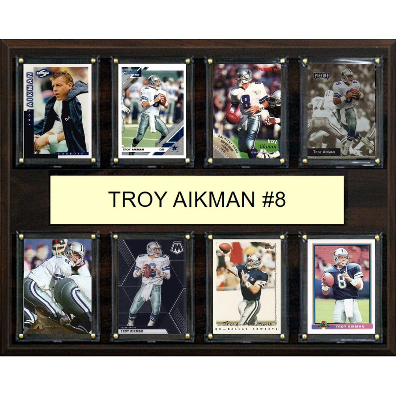 Troy Aikman 8 Card Plaque Donruss Fleer Topps 2023 2024 Dallas Cowboys