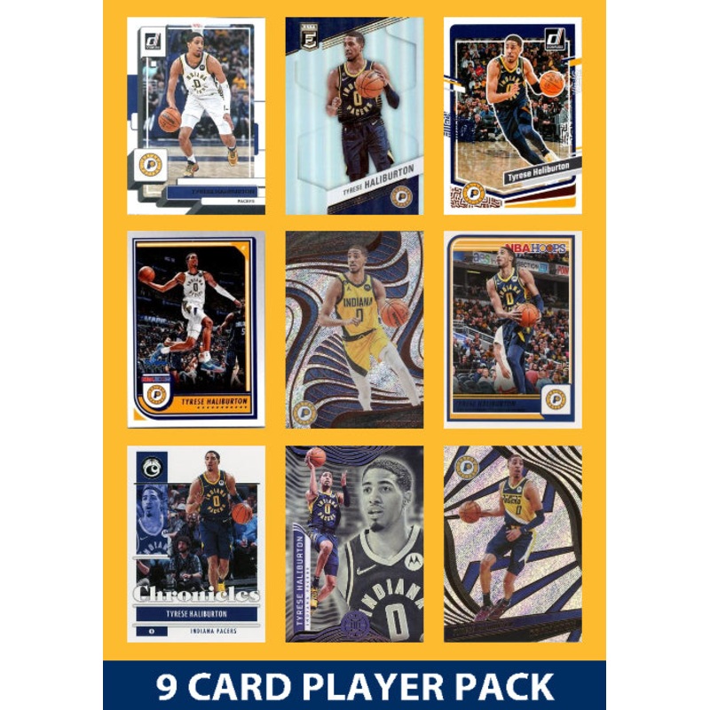 Tyrese Haliburton 9 Card Player Pack 2023-24 Hoops Donruss Panini Indiana Pacers