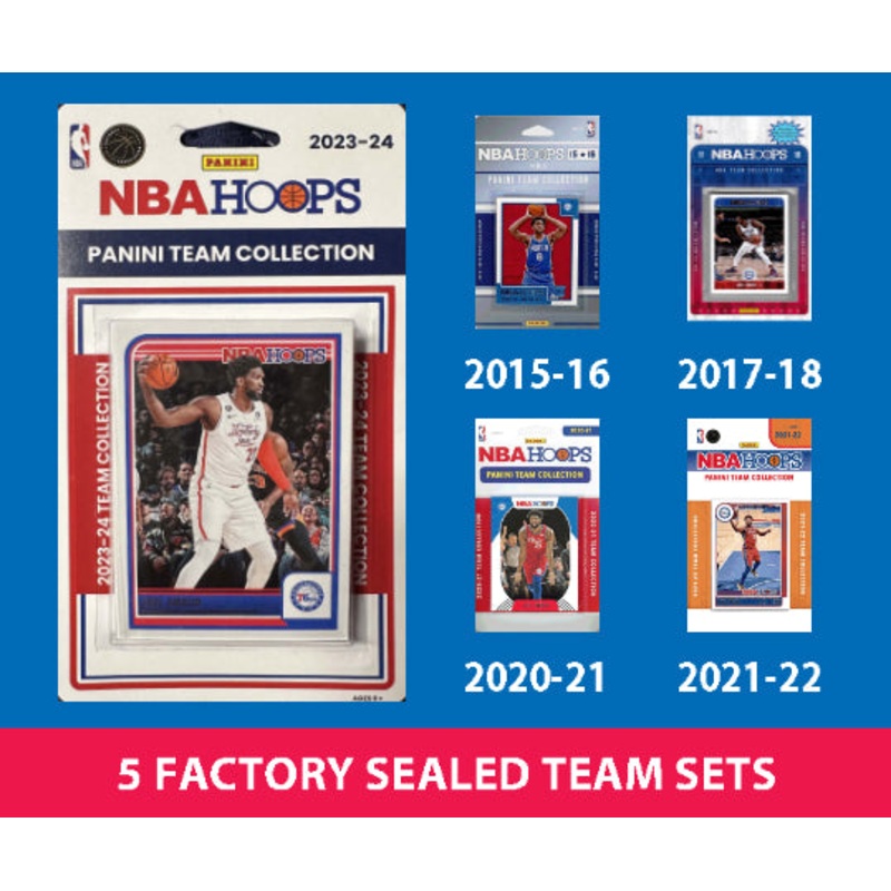 2023-24 NBA HOOPS Philadelphia 76ers Team Set MultiPack Embiid 2022 2015 2013 2014