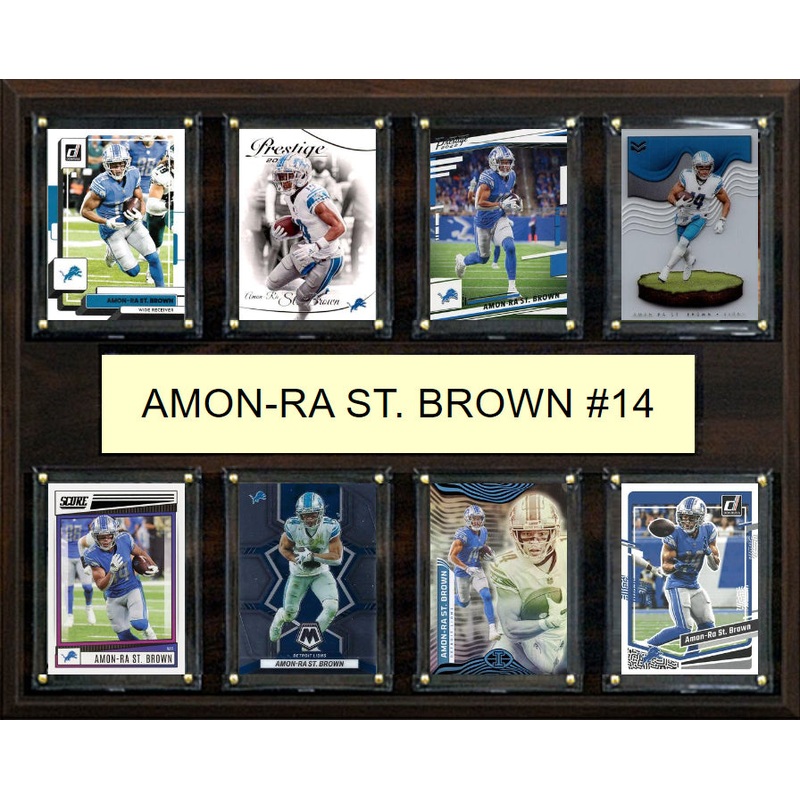 Amon-Ra St. Brown 8 Card Plaque Donruss Fleer Topps 2023 2024 Detroit Lions
