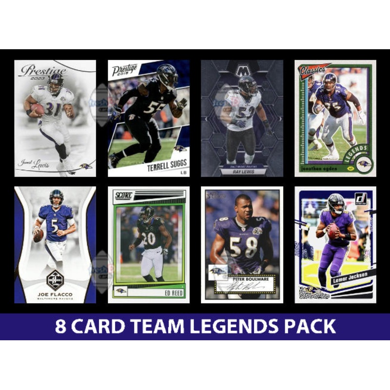 Baltimore Ravens 8 Card Legends Pack Donruss Topps Panini Ray Lewis Lamar Jackson