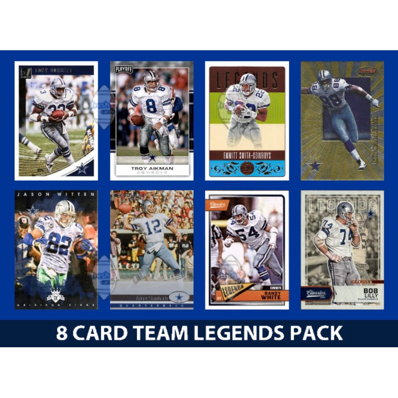 Dallas Cowboys 8 Card Legends Pack Donruss Topps Panini Emmitt Smith Staubach