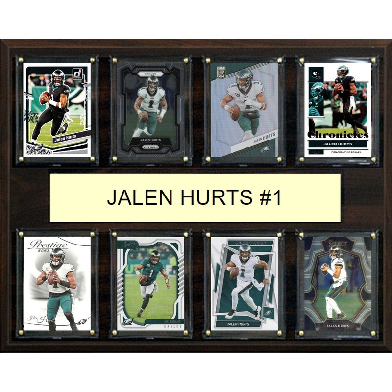 Jalen  Hurts  1 8 Card Plaque Donruss Fleer Topps 2023 2024 Philadelphia Eagles