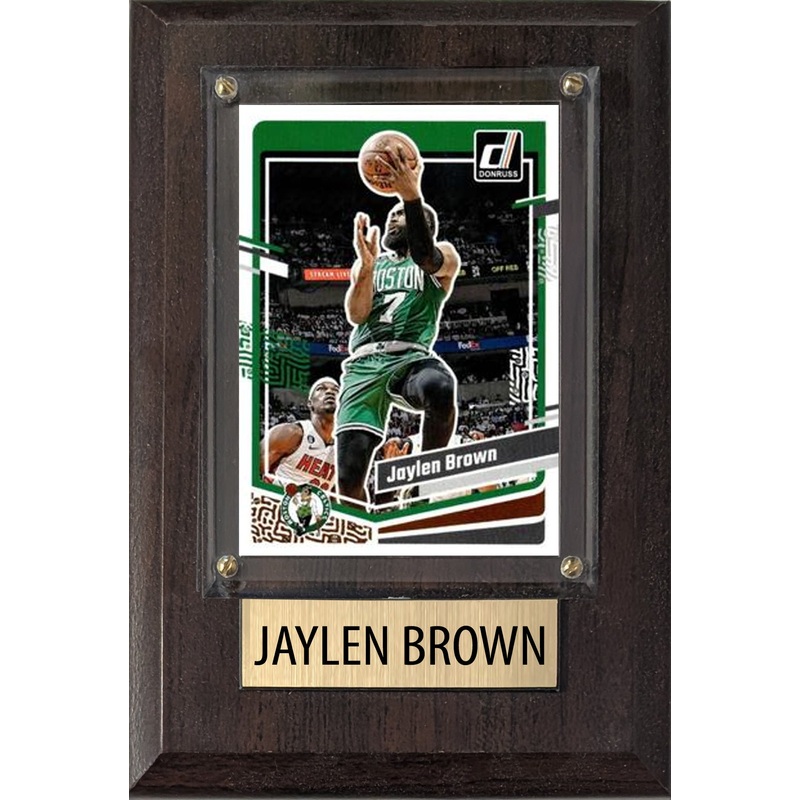 Jaylen Brown Boston Celtics 2025 2024 Donruss Score Prizm Topps 4×6 Gift Plaque