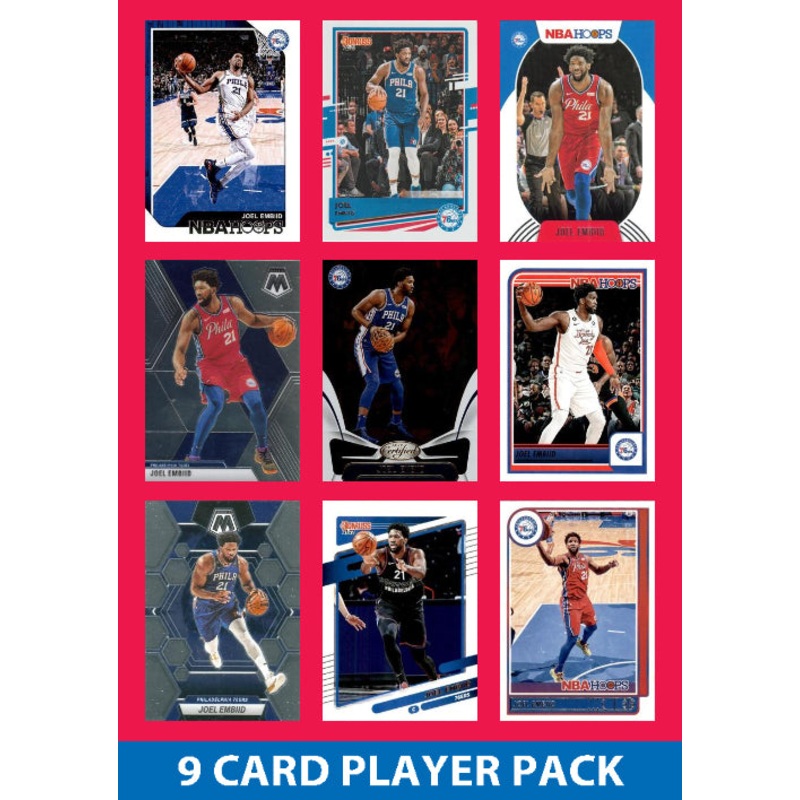 Joel Embiid 9 Card Player Pack 2023-24 Hoops Donruss Panini Philadelphia 76ers