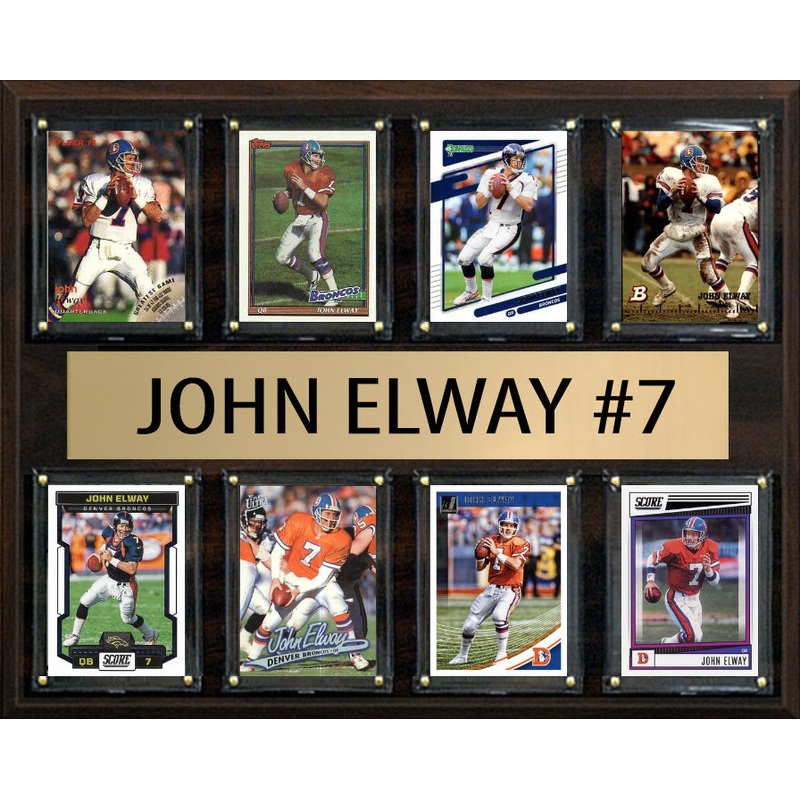 John Elway 7 8 Card Plaque Donruss Fleer Topps 2023 2024 Denver Broncos