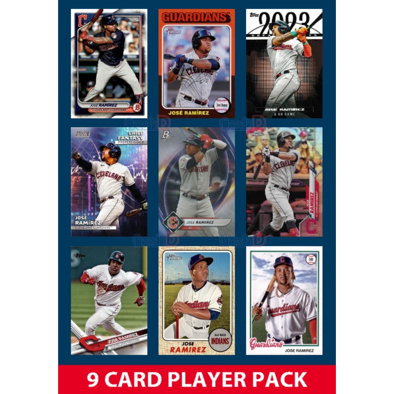 Jose Ramirez Cleveland Guardians 9 Card Player Pack 2025 2024 Topps Bowman