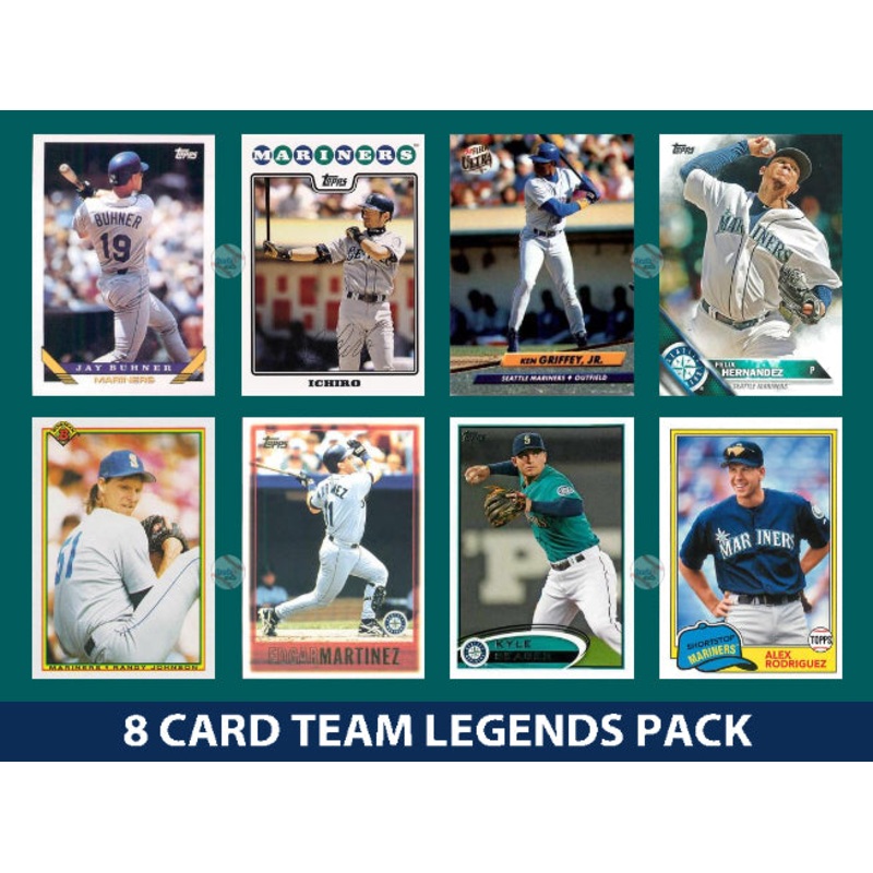 Seattle Mariners 8 Card Legends Pack Topps Bowman Ichiro Ken Griffey Buhner