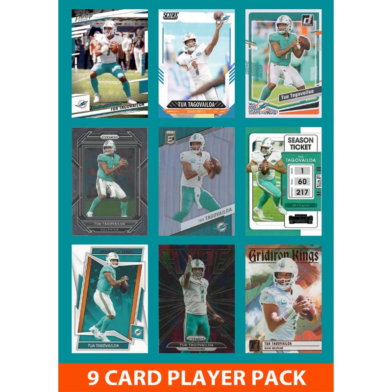 Tua Tagovailoa 9 Card Player Pack 2023 2024 2025 Donruss Panini Miami Dolphins