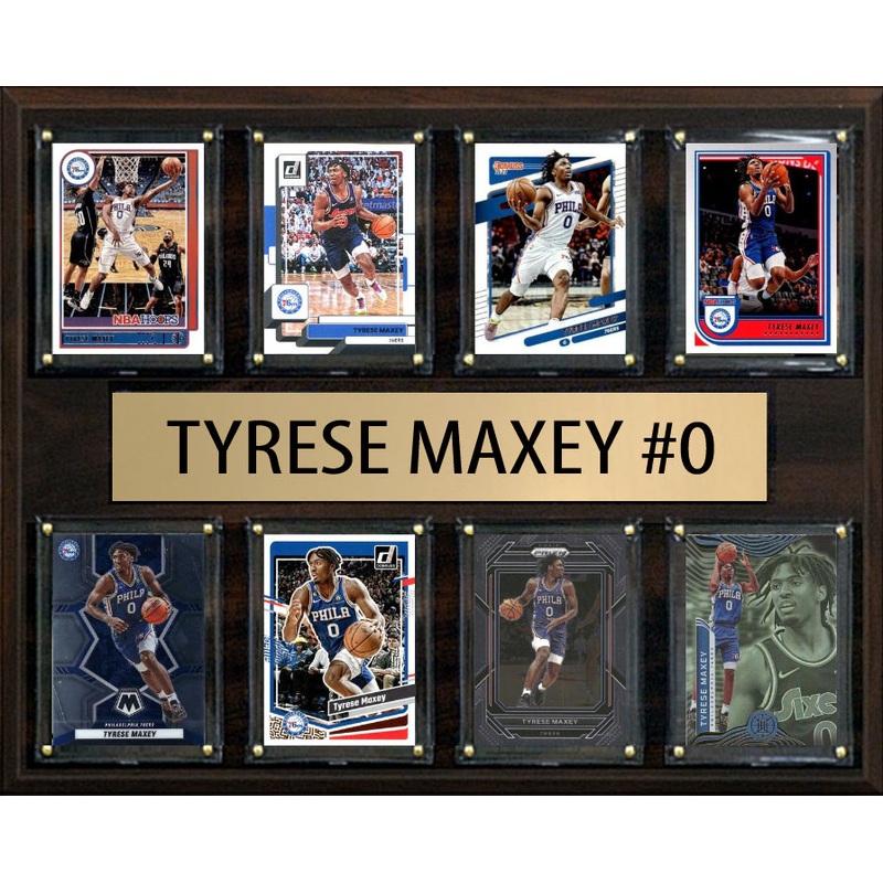 Tyrese Maxey #0 8 Card Plaque Donruss Hoops Fleer 2025 2024 Philadelphia 76ers Sixers