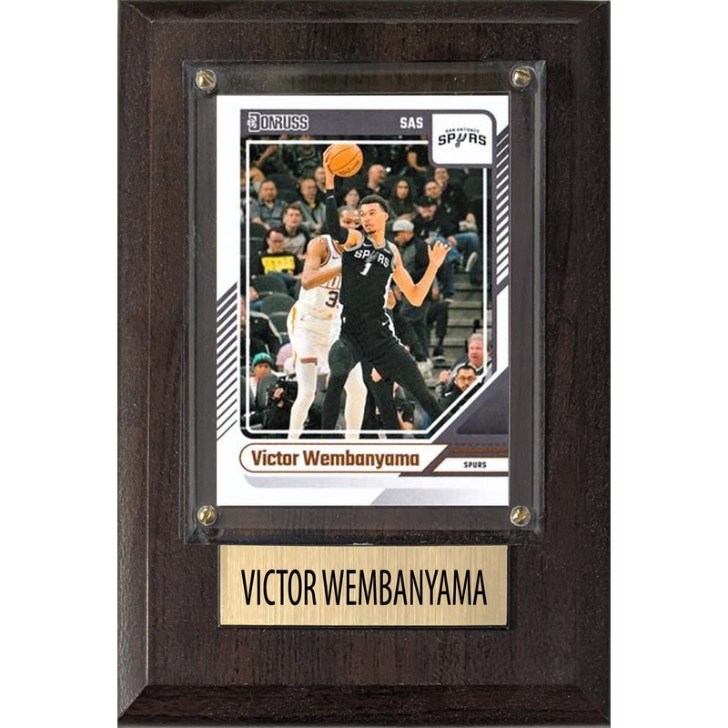 Victor Wembanyama San Antonio Spurs 2025 2024 Donruss Score Prizm Topps 4×6 Gift Plaque