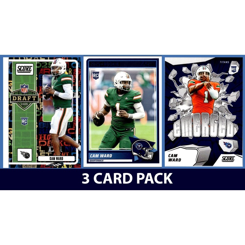 2025 SCORE Cam Ward Tennessee Titans RC Insert 3 Pack Emerged Draft Base RC