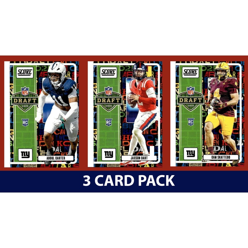 2025 SCORE Jaxson Dart Abdul Carter Cam Skattebo New York Giants Draft Insert RC 3 Pack