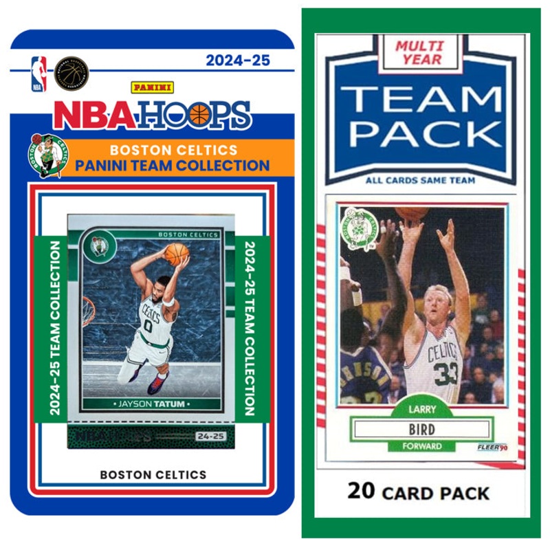 Boston Celtics 20 Cards Larry Bird + 2024-25 HOOPS Team Set Jayson Tatum