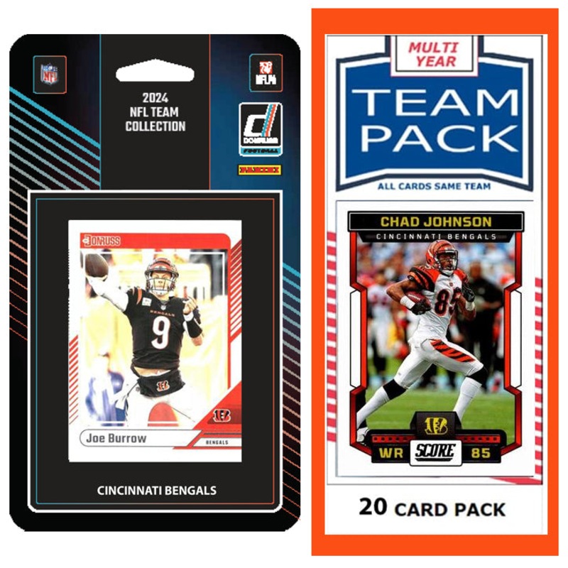 Cincinnati Bengals Team Pack 20 Cards + 2024 Donruss Team Set Joe Burrow