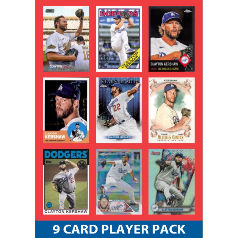 Clayton Kershaw LA Dodgers 9 Card Player Pack 2025 2024 Topps Bowman