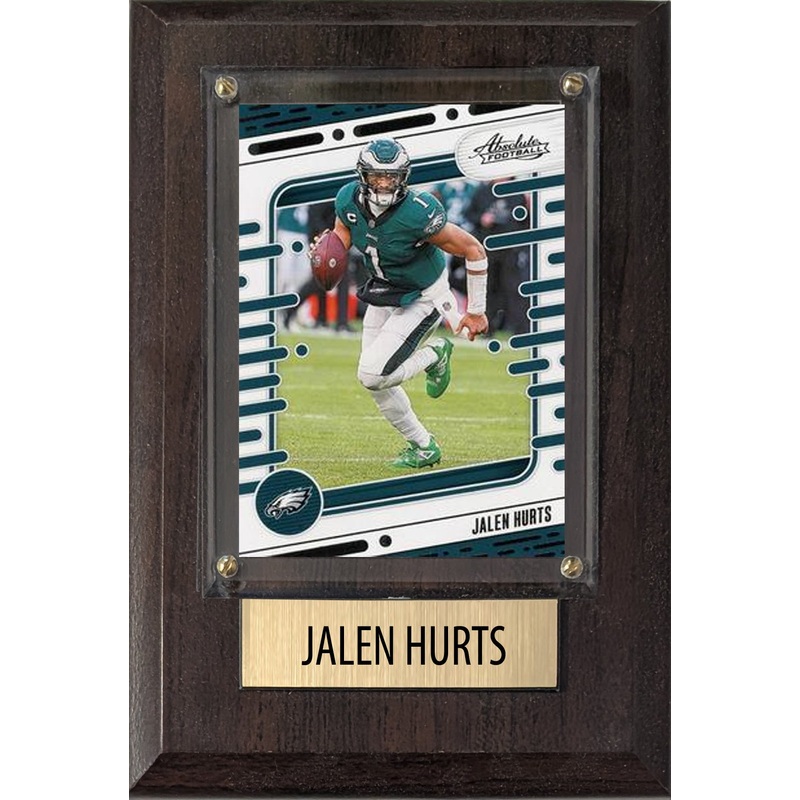 Jalen Hurts Philadelphia Eagles 2025 2024 Donruss Score Prizm Topps 4×6 Gift Plaque