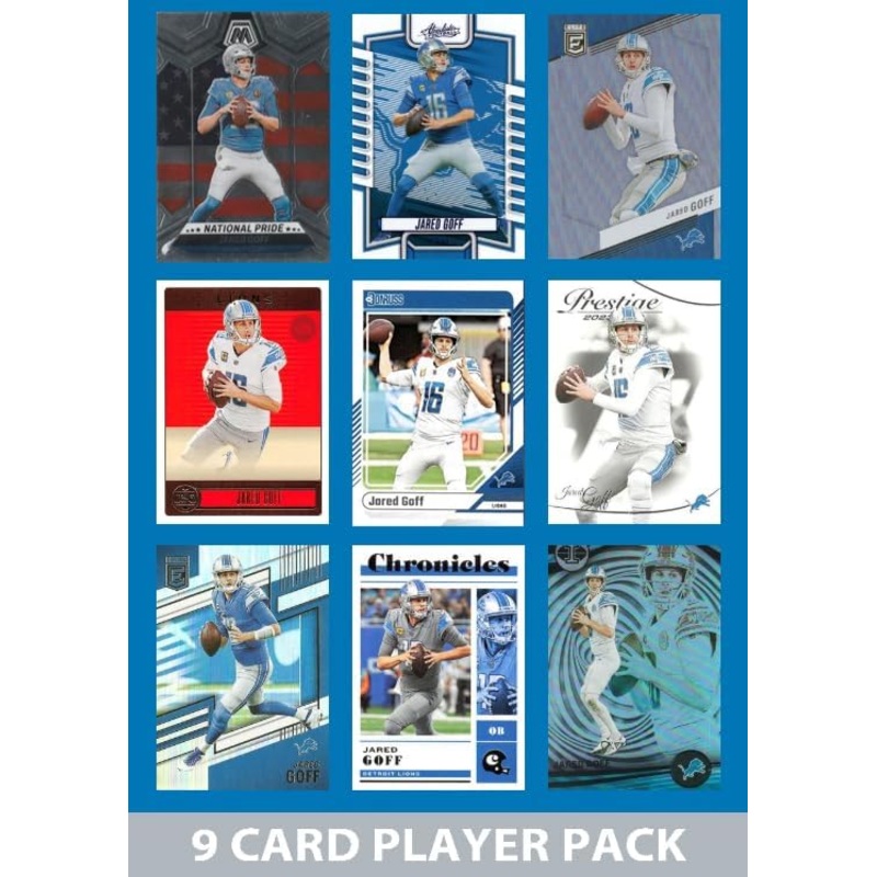 Jared Goff 9 Card Player Pack 2023  2024 2025 Donruss Panini Score Detroit Lions