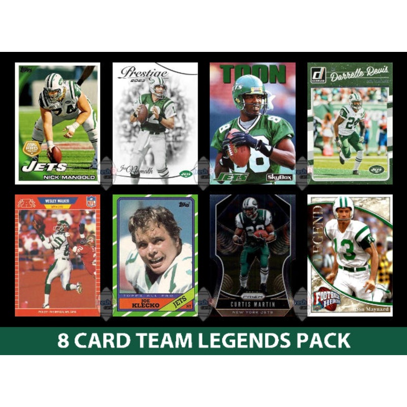 New York Jets 8 Card Legends Pack Donruss Topps Panini Joe Namath Revis