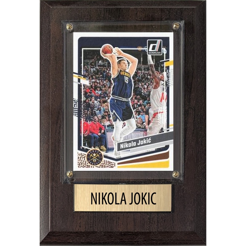 Nikola Jokic Denver Nuggets 2025 2024 Donruss Score Prizm Topps 4×6 Gift Plaque
