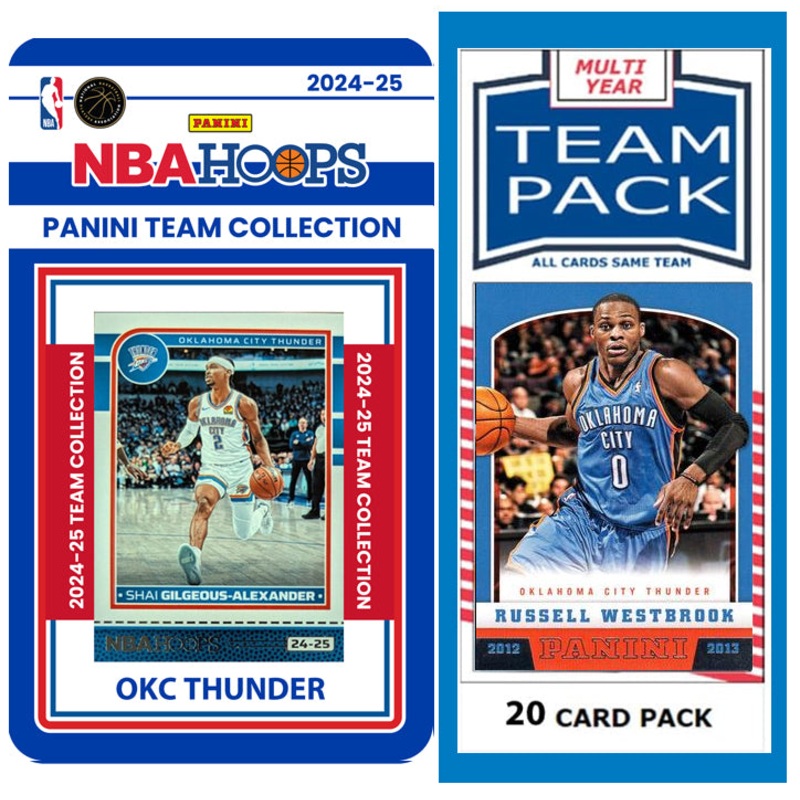 OKC Thunder Multiyear Pack 20 Cards Westbrook + 2024-25 HOOPS Team Set SGA Gilgeous-Alexander