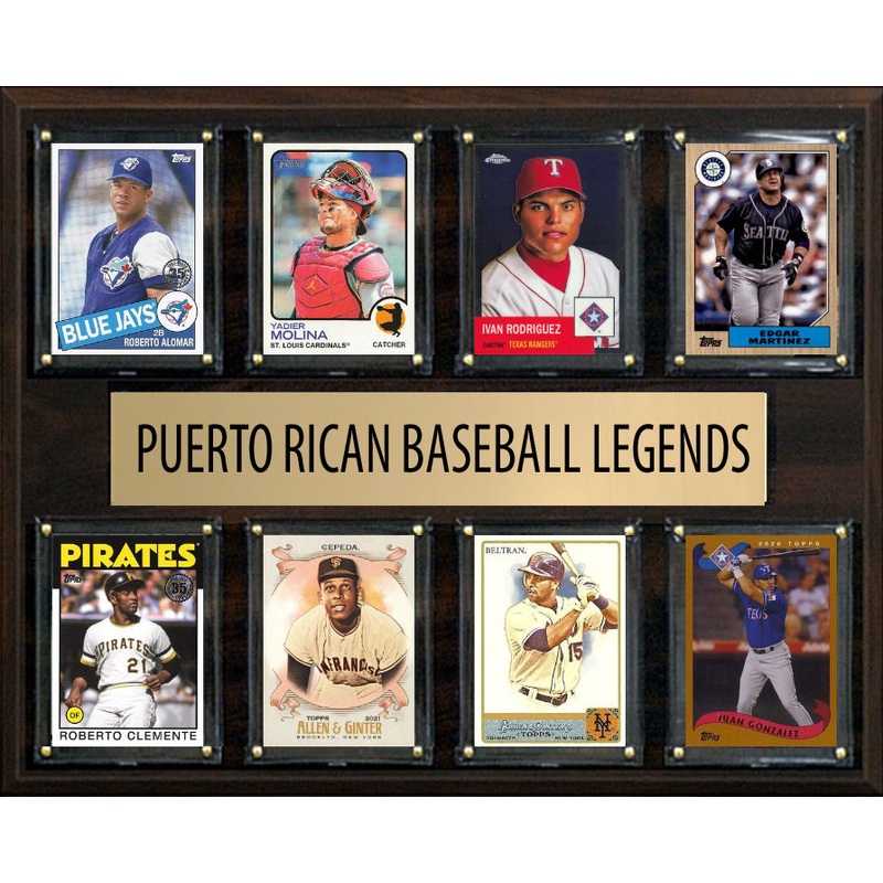 Puerto Rico Legends Plaque 8 Cards Roberto Clemente Cepeda Molina Alomar Beltran