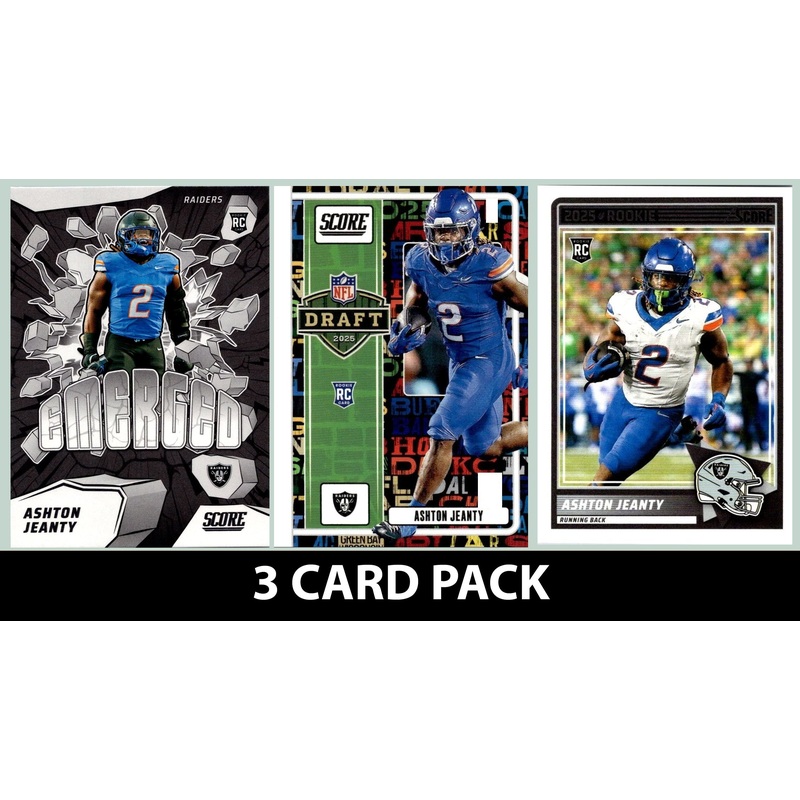 2025 SCORE Ashton Jeanty Las Vegas Raiders RC Insert 3 Pack Emerged Draft Base RC 20