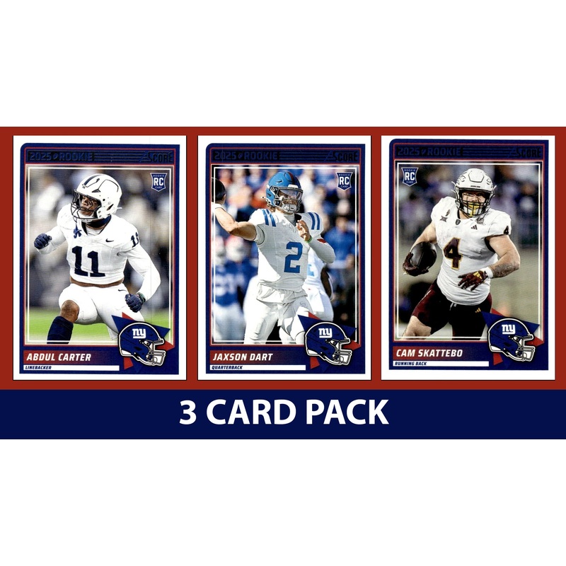 2025 SCORE Jaxson Dart Abdul Carter Cam Skattebo New York Giants RC 3 Pack
