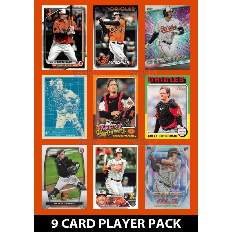 Adley Rutschman Baltimore Orioles 9 Card Player Pack 2025 2024 Topps Bowman