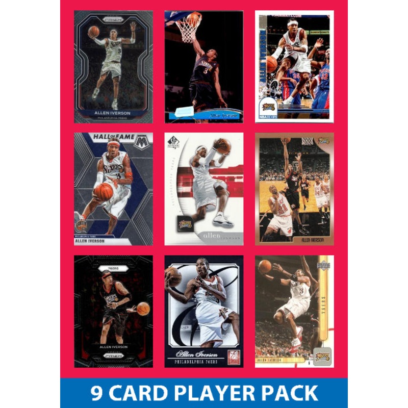 Allen Iverson 9 Card Player Pack 2023-24 Hoops Panini Philadelphia 76ers Sixers