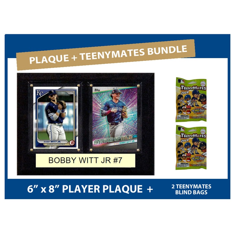 Bobby Witt Jr 6″ x 8″ Plaque + 2 Teenymates 2024 MLB Series 11 Packs