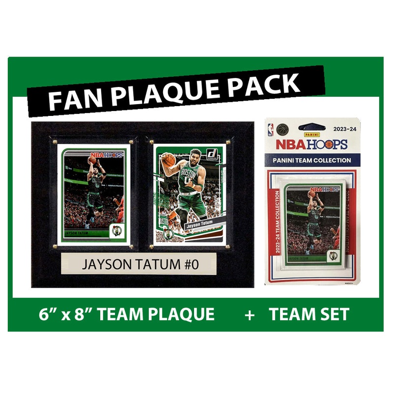 Boston Celtics Fan Plaque Pack Jayson Tatum + 2023-24 HOOPS Team Set