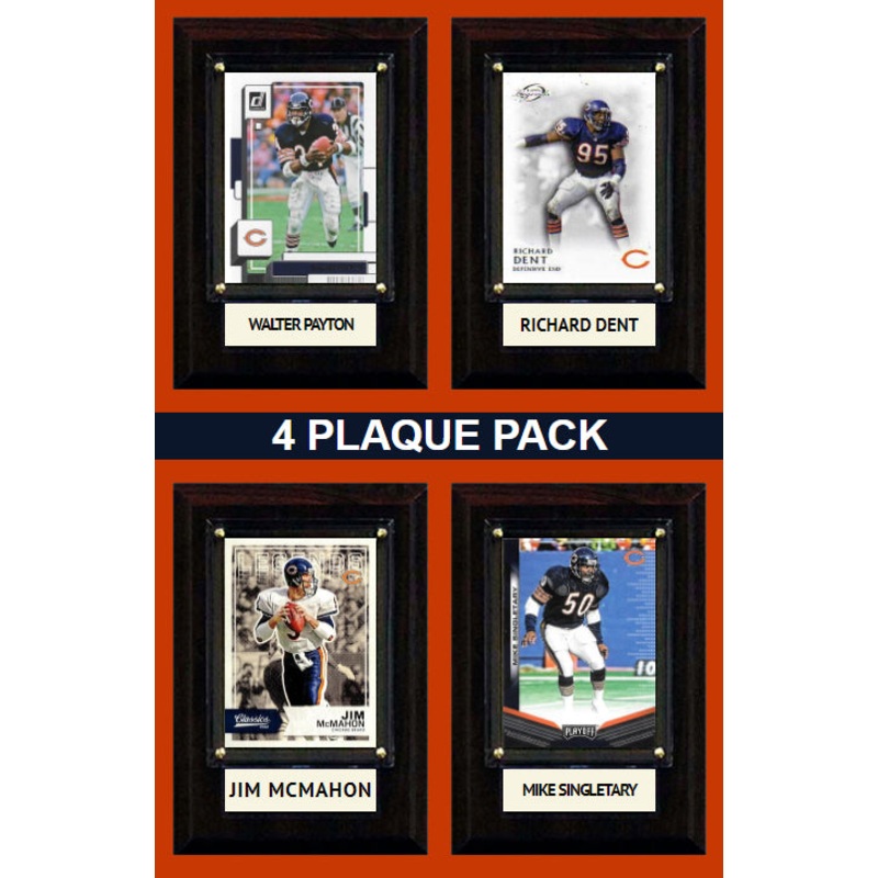 Chicago Bears 1985 Plaque Walter Payton Jim McMahon Dent Singletary Pack 4×6