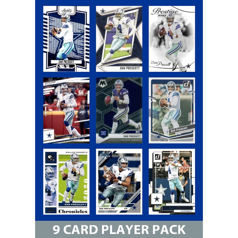 Dak Prescott 9 Card Player Pack 2023  2024 2025 Donruss Panini Score Dallas Cowboys