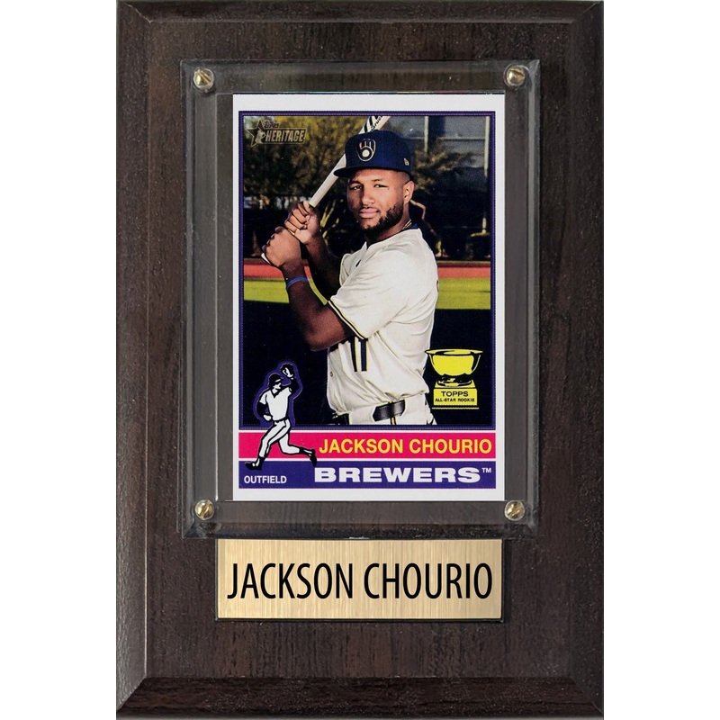 Jackson Chourio Milwaukee Brewers 2025 2024 Topps Bowman 4×6 Gift Plaque