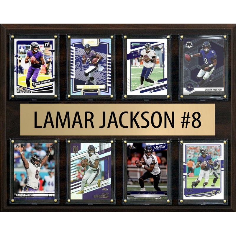 Lamar Jackson 8 Card Plaque Donruss Fleer Topps 2023 2024 Baltimore Ravens