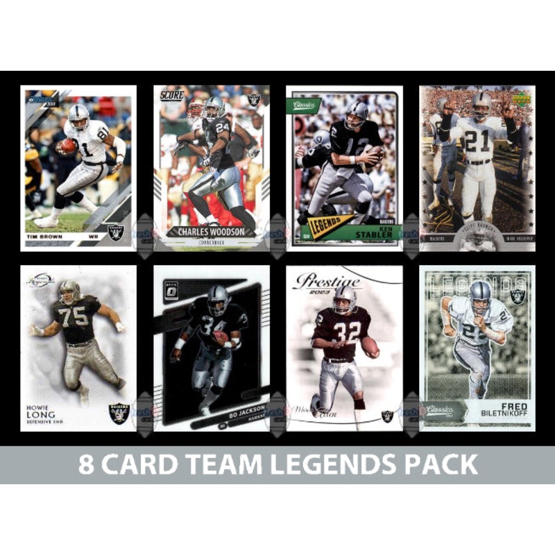 Las Vegas Raiders 8 Card Legends Pack Donruss Topps Panini Bo Jackson Stabler