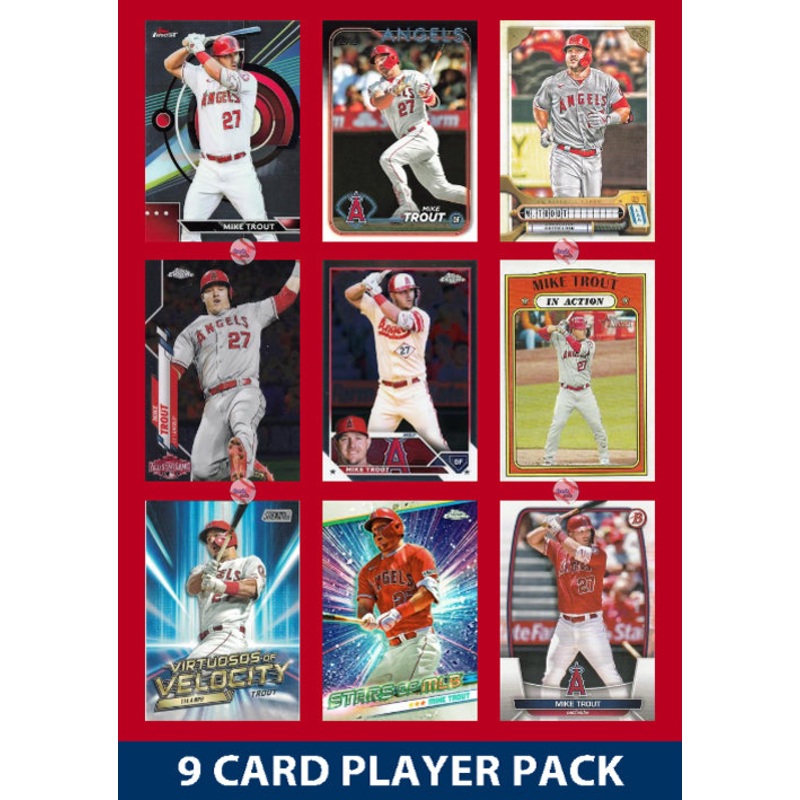 Mike Trout LA Angels 9 Card Player Pack 2025 2024 Topps Bowman