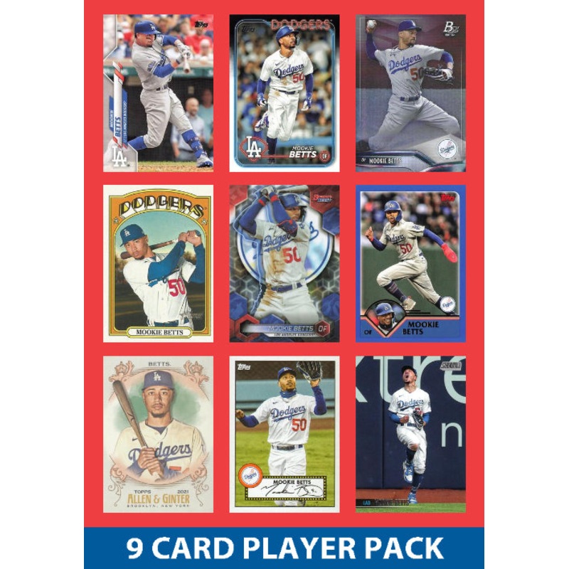 Mookie Betts LA Dodgers 9 Card Player Pack 2025 2024 Topps Bowman
