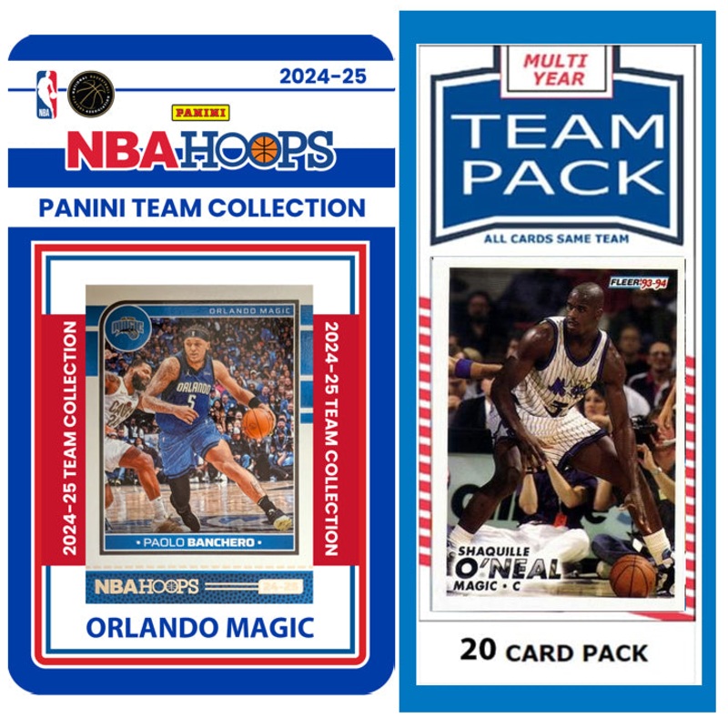 Orlando Magic Multiyear Pack 20 Cards Shaq + 2024-25 HOOPS Team Set Paolo Banchero