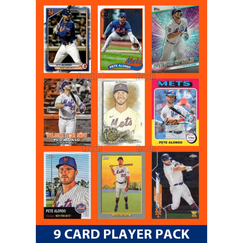 Pete Alonso New York Mets 9 Card Player Pack 2025 2024 Topps Bowman