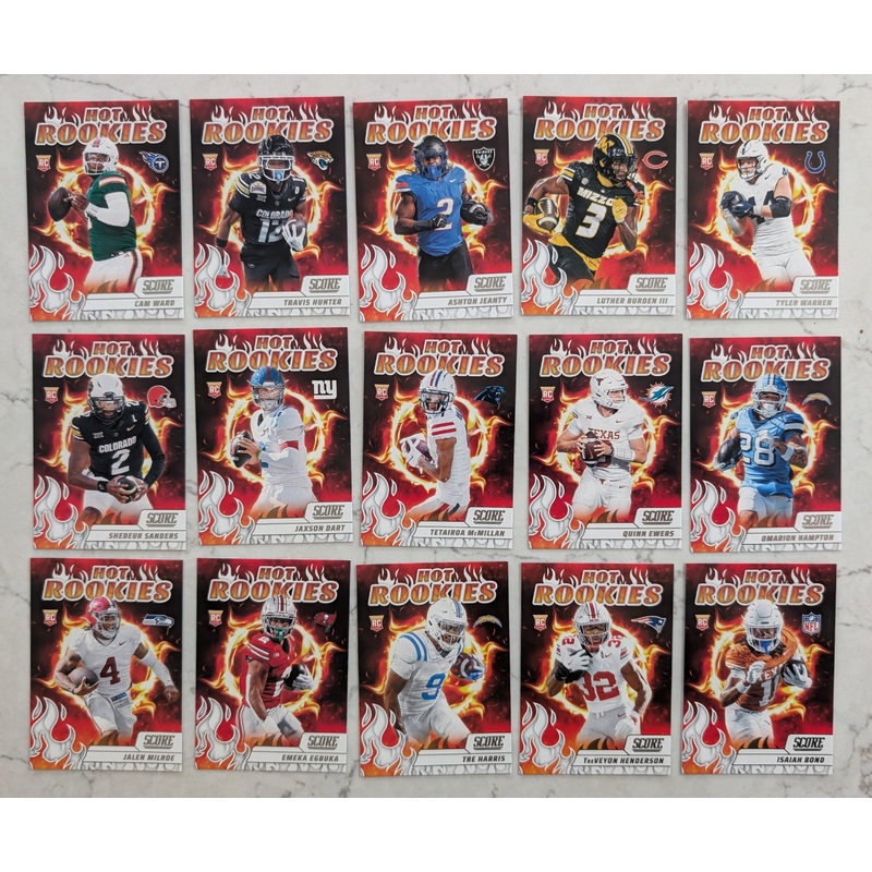 2025 SCORE Hot Rookies Insert Set Travis hunter Jaxson Dart Cam Smith Shedeur Jeanty